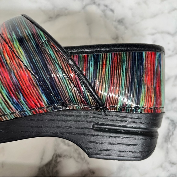 Dansko Pro XP Multi-Colored Striped Patent Leather Clogs Size 5.5/6 - Picture 7 of 12
